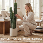 Cactus Artificiel 95 cm, Plante Artificielle en Pot, Tiges Réglables, Grand Réalisme, pour Maison et Bureau, Vert