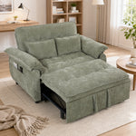 Canapé Convertible 2 Places, Canapé-Lit 3 en 1 Velours 137 cm, Dossier Réglable, Assise Large, 2 Oreillers, Vert