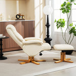 Fauteuil relax avec repose-pied fauteuil de relaxation pivotant 360° dossier inclinable charge 120 Kg crème