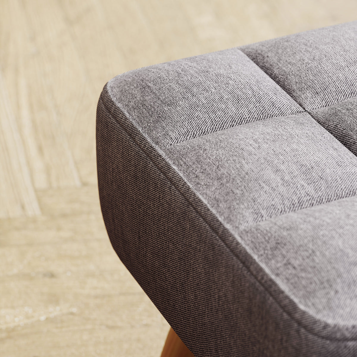 Repose pied salon ottoman siège rembourré en tissu avec pieds en bois 27 x 27 x 26 cm gris