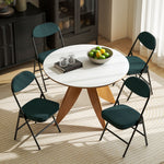Lot de 4 chaises pliantes chaises de salle à manger portables avec assises et dossiers rembourrés en velours côtelé bleu