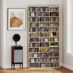 Rangements pour CD et DVD, étagère rangement 1116 CD/528 DVD, 36 compartiments et étagères réglables, chêne