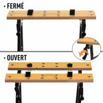 Établi pliant établi de serrage avec 4 serre-joints table de travail, charge 100 kg, 62,5x60,5x78,5cm, noir