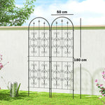 Lot de 2 Supports pour Plantes Grimpantes, Treillis de Jardin, pour Légumes, Vignes, Fleurs, en Métal, 50 x 180 cm, Noir
