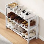 Étagère à chaussures, porte-chaussures 3 niveaux, étagères à lattes, en bois de pin， 70 x 26 x 57,5 cm, blanc