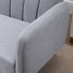 Canapé Convertible 2 Places Design scandinave Dossier inclinable 3 Positions Pieds Bois Tissu Aspect Lin Gris
