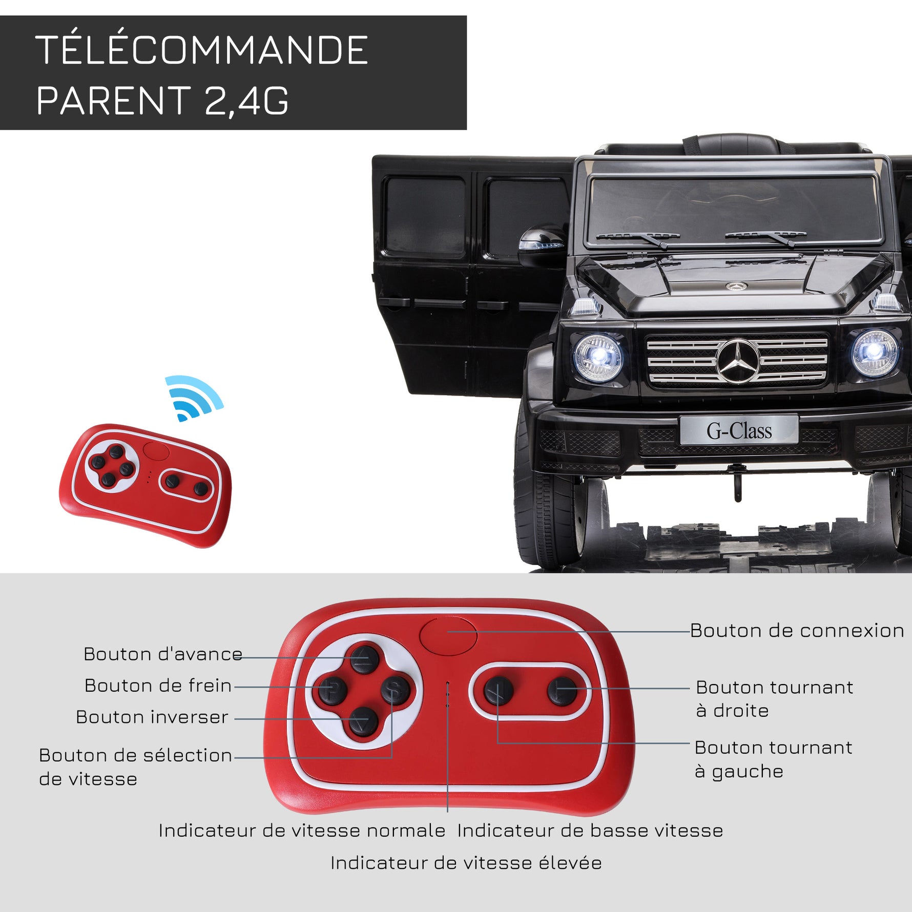 Voiture véhicule électrique enfant licence officielle Mercedes 12 V télécommande parentale, V. Max. 5 Km/h - noir-5