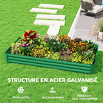 Jardinière extérieure carré potager galvanisée avec bordure de sécurité et fond ouvert 240 x 120 x 30 cm vert-4