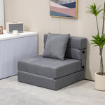 Chauffeuse canapé-lit convertible fauteuil 1 place avec 1 coussin déhoussable, tissu gris