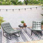 Lot de 2 fauteuils à bascule extérieur avec coussins épais, siège tissu textilène respirant et cadre en acier, gris