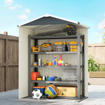Abri de jardin en métal 1,2 m², cabane jardin extérieure, porte coulissante verrouillable et gants, 136x87x176cm, gris