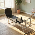 Máquina Reformer de Pilates Plegable Sistema Híbrido 4 Resortes & 5 Cuerdas Silencioso Acero 195 x 56 x 88 cm Blanco
