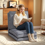 Fauteuil de sol pliable en velours côtelé, matelas de sol avec dossier réglable en 5 positions, 59 x 230 x 15 cm, gris