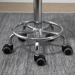 Lot de 2 tabouret à roulette pivotant 360°, assise réglable 47-62H cm, acier chromé revêtement synthétique noir