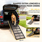 Rampe pour Chien Pliable en Acier, Escalier pour Chien avec Surface Antidérapante, Charge 180 kg, 191 x 50 x 4 cm, Noir