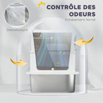 Bac à litière pour chat fermé, maison de toilette pour chat en acier inoxydable, 60,2 x 40,2 x 43,7 cm, gris clair