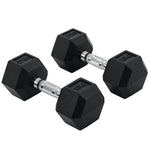 Kurzhantel-Set insgesamt 2 x 10 kg, Fitness-Hanteln für Damen und Herren, Krafttraining & Gewichtheben – Metall Gummi schwarz
