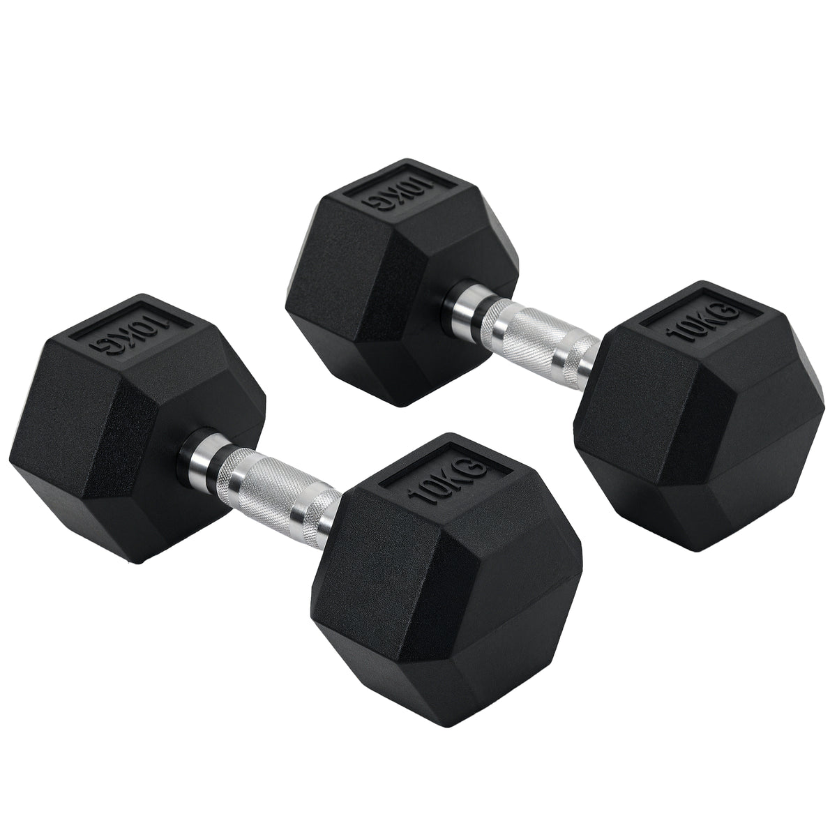 Kurzhantel-Set insgesamt 2 x 10 kg, Fitness-Hanteln für Damen und Herren, Krafttraining & Gewichtheben – Metall Gummi schwarz