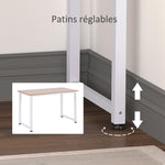 Table d'ordinateur table de salle à manger 120L x 60l x 76H cm chêne et Blanc Multifonction Grand Plateau Cadre Robuste en métal
