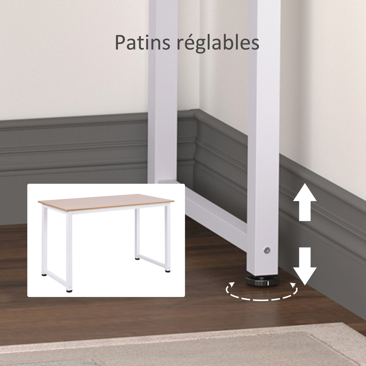 Table d'ordinateur table de salle à manger 120L x 60l x 76H cm chêne et Blanc Multifonction Grand Plateau Cadre Robuste en métal