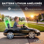 Voiture Électrique Enfants 12V Audi R8 Spyder, Véhicule Électrique, 2 Moteurs, Télécommande 2,4G, Batterie Lithium, Noir