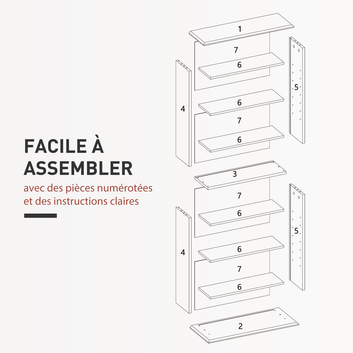 Rangements pour CD et DVD avec 8 compartiments et 6 étagères réglables, capacité max. 360 CD/185 DVD et Blu-ray, gris