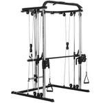 Station de musculation station de traction à câble support à squat barre câble cross-over 210 x 132 x 225 cm noir