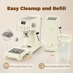 Machine à Expresso avec Buse Vapeur à Mousse de Lait, Cafetière 20Bars, Réservoir d'Eau Amovible 1,2 L, Crème