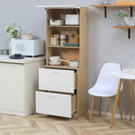 Buffet de cuisine armoire de cuisine multi-rangements 2 tiroirs 1 placard + grand plateau 60 x 38 x 168 cm MDF blanc