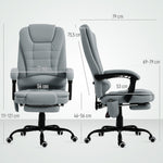 Fauteuil de bureau massant, chaise de bureau avec hauteur réglable, dossier inclinable et télécommande filaire, gris