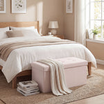 Banc de Rangement, Pouf de Rangement Pliable, Bout de Lit, Repose-Pieds avec Couvercle, 76L x 38l x 38H cm, Rose