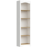 Boekenrek met boogvorm, 5 niveaus, boekenkast, opbergmeubel, verstelbare planken, 50x30x183 cm, wit en eikenhout