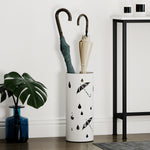 Porte parapluie cylindrique support pour parapluies bac d'égouttement amovible et 4 crochets, Ø 17 x 41 cm, blanc