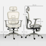 Chaise de bureau ergonomique en maille, fauteuil de bureau inclinable, accoudoirs 3D, appui-tête réglable, beige
