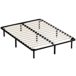 Bedframe 140 x 190 cm, tweepersoonsbed van massief hout met lattenbodem en voeteneinde, opbergruimte eronder, zwart