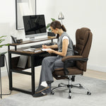 Fauteuil de bureau avec hauteur réglable, dossier inclinable, repose-pied et accoudoirs rembourrés, marron