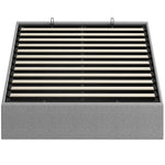 Lit coffre 140 x 190 cm, cadre de lit double rembourré, sommier à lattes en bois, rangement caché, sans bruit, gris