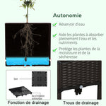 Jardinière sur Pieds carré Potager 2 étages dim. 80L x 80l x 44H cm Insert d'irrigation Plastique