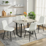 Lot de 4 chaises de salle à manger rembourrées avec dossier haut, pieds en acier et tissu effet velours, crème