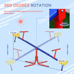 Balançoire à bascule pour enfant 3 à 8 ans trébuchet rotatif 360° pied 4 tiges poignée 184 x 76 x 71 cm, multicolore