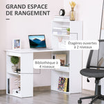 Bureau informatique, bureau avec rangement, 6 compartments ouverts, table d'ordinateur pour chambre, studio, 120