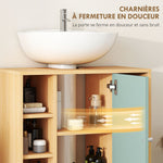 Meuble sous lavabo, meuble de salle de bain avec 6 étagères ouvertes et porte à fermeture amortie 60 x 33 x 57 cm, vert