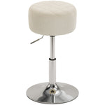Sgabello da toeletta in ciniglia, sgabello da trucco girevole, sgabello da bar regolabile in altezza 51-66 cm, crema