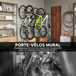 Lot de 4 support de vélo mural crochet de mur pour cintre de vélo pour intérieur et extérieur 25,5 x 10,5 x 4 cm noir