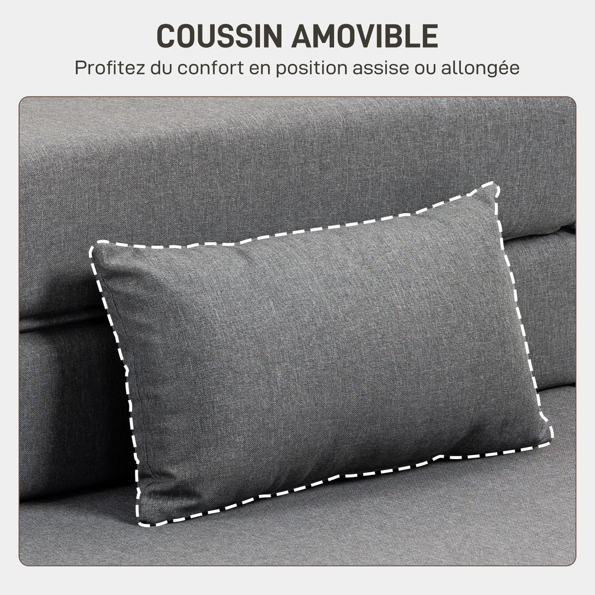Fauteuil convertible 1 place fauteuil lit pliant, coussin inclus, pour invités, salon, petit espace, charge 120 kg, gris