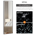 Miroir Mural dim. 120L x 35l cm - Film sécurité Anti déflagrant, système Attache Inclus - Cadre Alliage alu. Noir