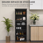 Armoire de cuisine buffet cuisine vaisselier meuble de rangement multi-rangements dim. 60I x 30P x 162H cm noir