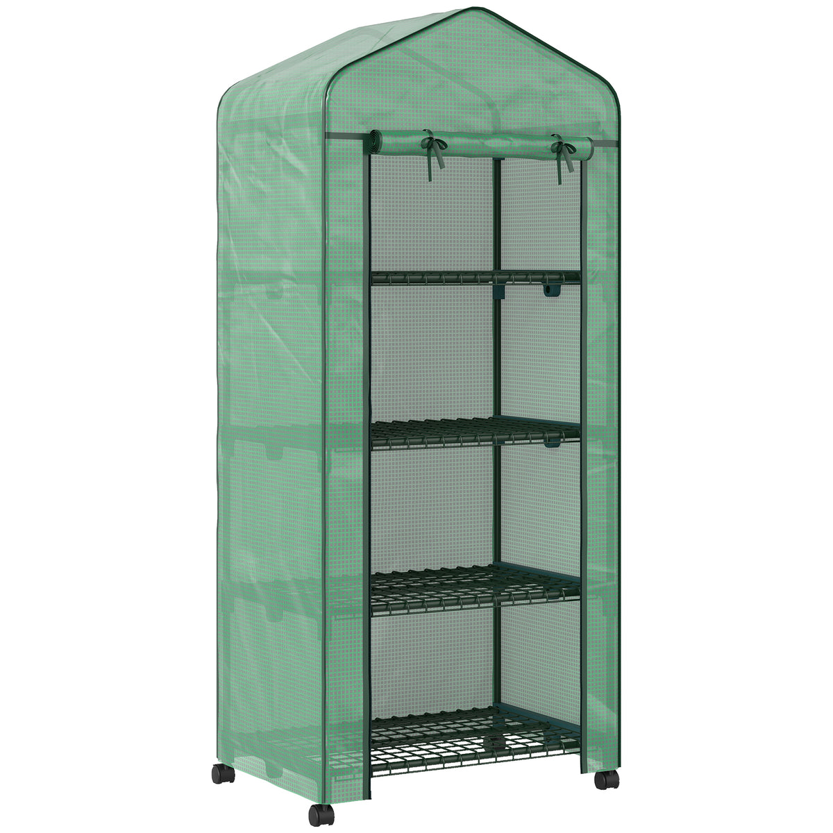 Serre de jardin balcon étagère serre 4 niveaux 69L x 50l x 165H cm acier époxy bâche amovible PE haute densité vert