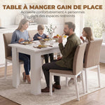 Eettafel voor 4 personen met hefblad en verborgen opbergruimte, 120 x 60 x 75,5 cm, wit