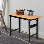 Opvouwbare werkbank, inklapbare werktafel met liniaal en gradenboog, MDF-werktafel 100 x 60 x 75,5 cm, geel/zwart